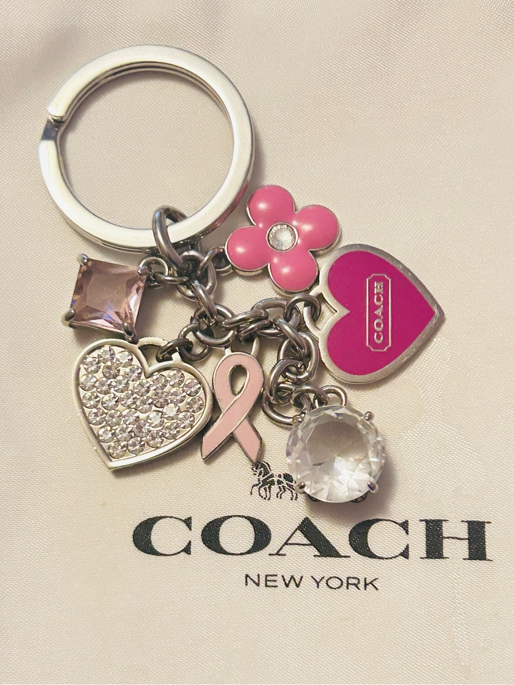 RARE Coach Y2K Heart & Cancer Awareness Keychain/ Bag Charm - Picture 5 of 14